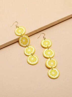 Lemon Slice Dangle Earrings - Yellow Women Jewelry